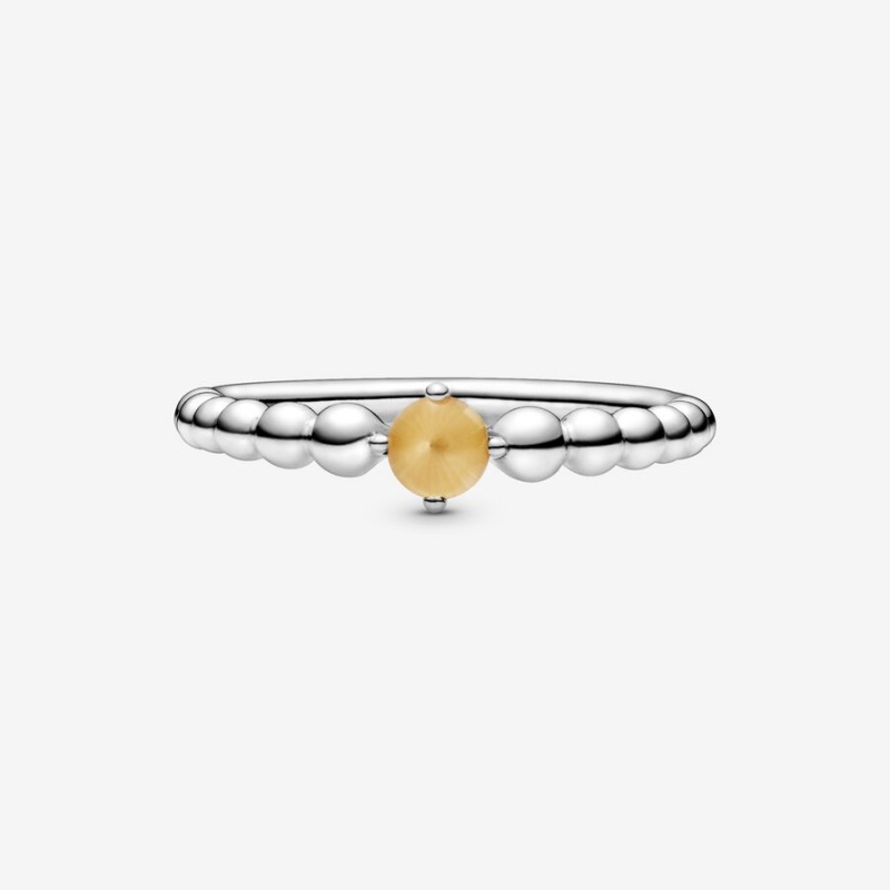 Pandora November Honey Beaded Ring Sterling Silver | 206EHPJIV