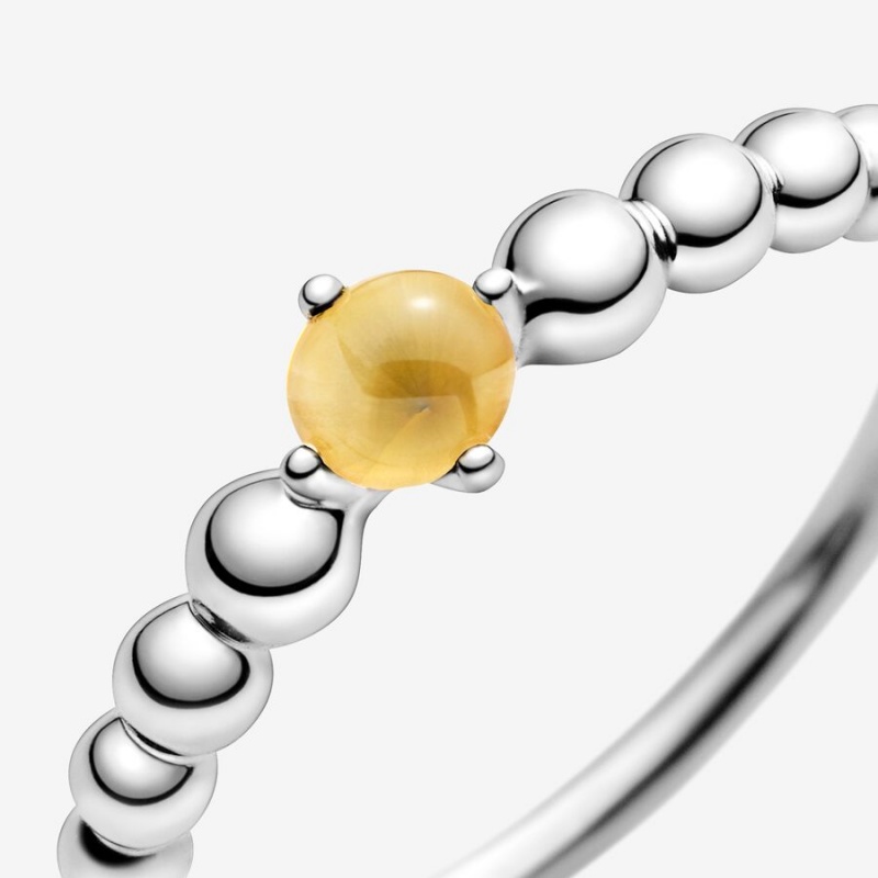 Pandora November Honey Beaded Ring Sterling Silver | 206EHPJIV