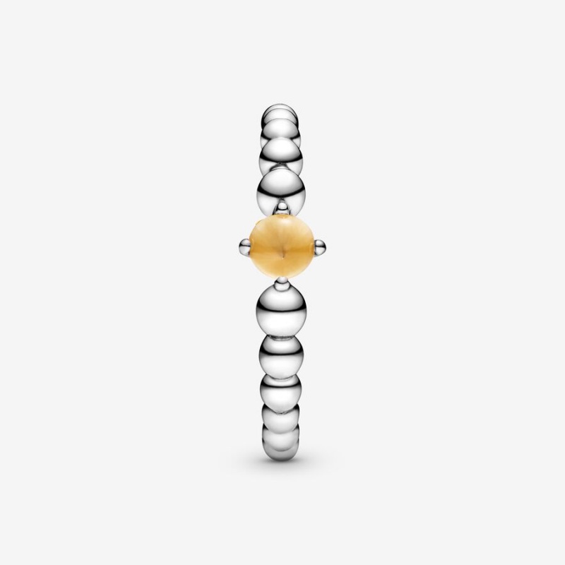 Pandora November Honey Beaded Ring Sterling Silver | 206EHPJIV