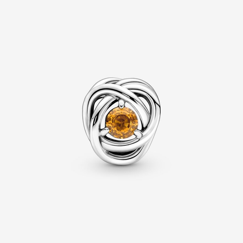 Pandora November Honey Eternity Circle Charm Sterling Silver | 912UZKJRW