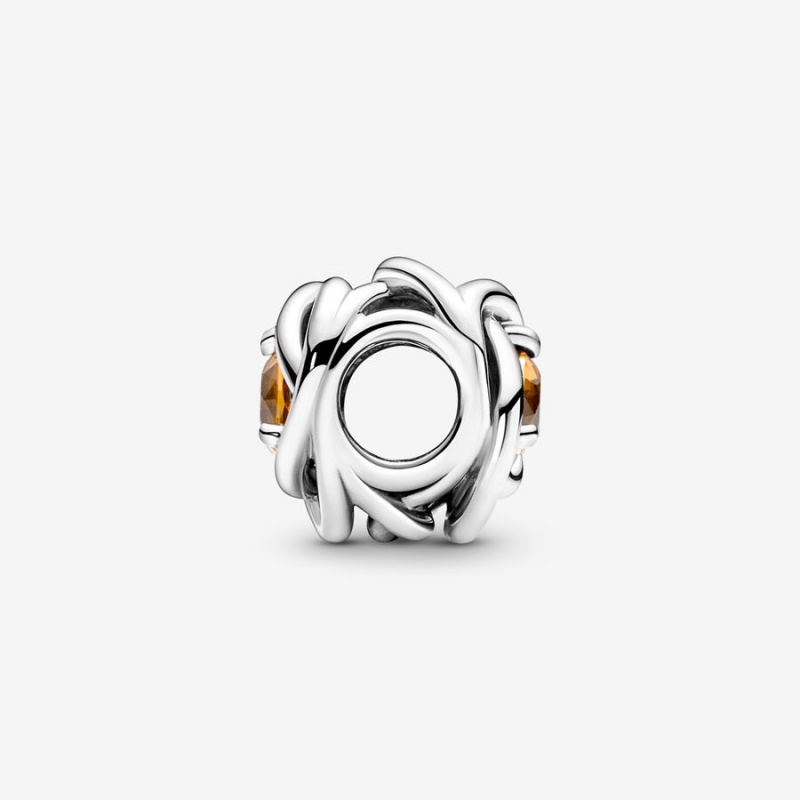 Pandora November Honey Eternity Circle Charm Sterling Silver | 912UZKJRW