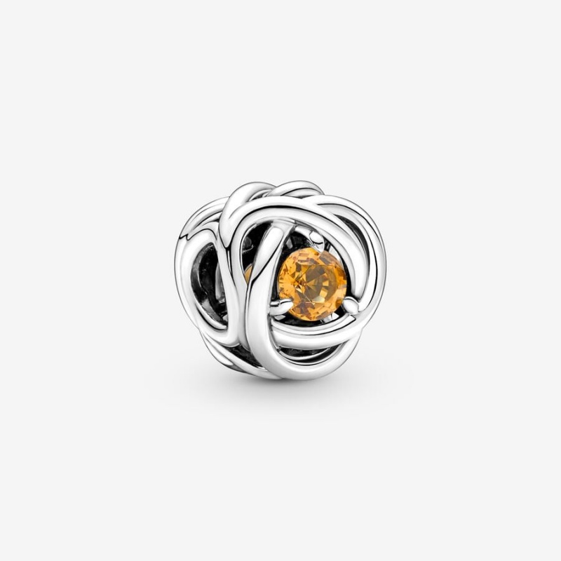 Pandora November Honey Eternity Circle Charm Sterling Silver | 912UZKJRW