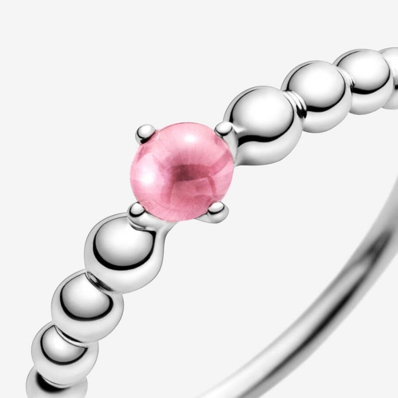 Pandora October Petal Pink Beaded Ring Sterling Silver | 917AGMQEJ