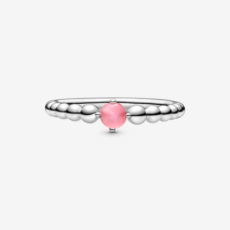 Pandora October Petal Pink Beaded Ring Sterling Silver | 917AGMQEJ