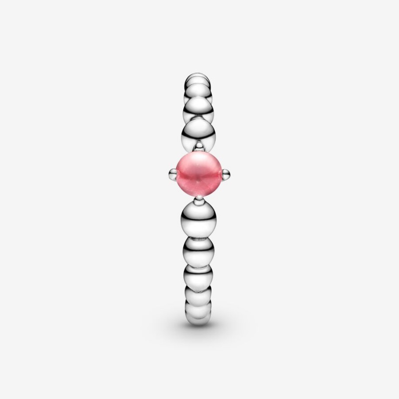 Pandora October Petal Pink Beaded Ring Sterling Silver | 917AGMQEJ