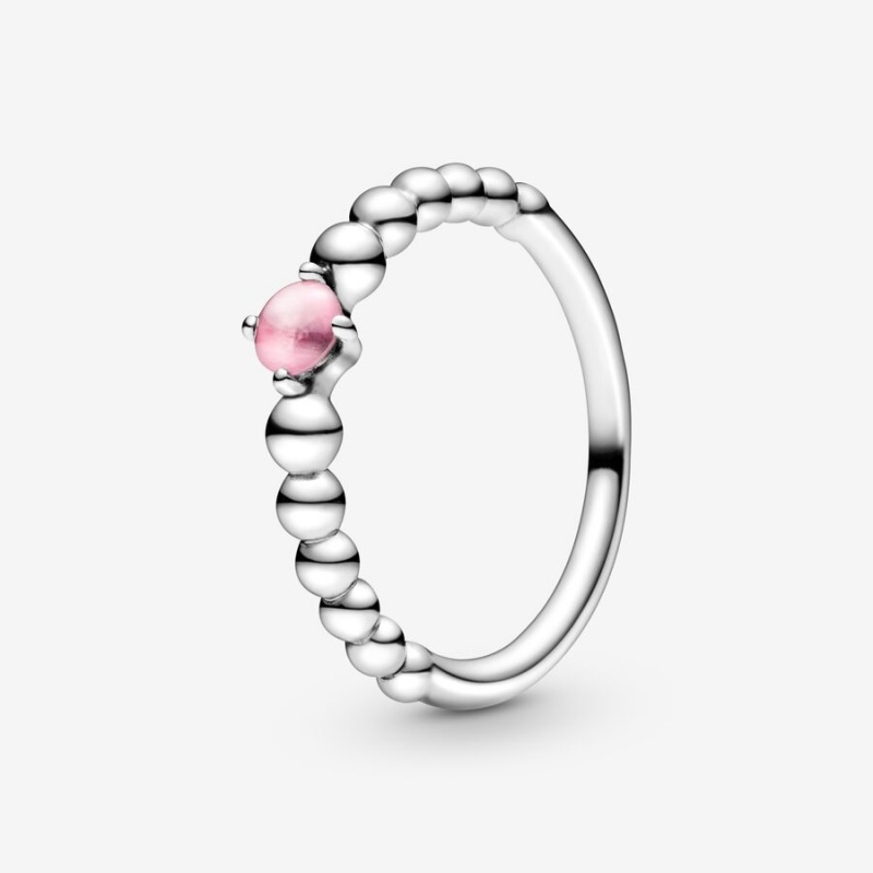 Pandora October Petal Pink Beaded Ring Sterling Silver | 917AGMQEJ