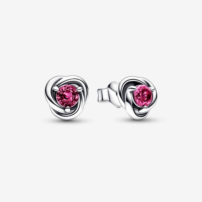 Pandora October Pink Eternity Circle Stud Earrings Sterling Silver | 510TGUZAM