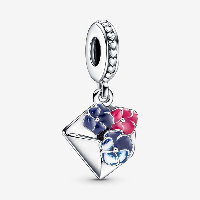 Pandora Pansy Flower Envelope Dangle Charm Sterling Silver | 310PCZSMW