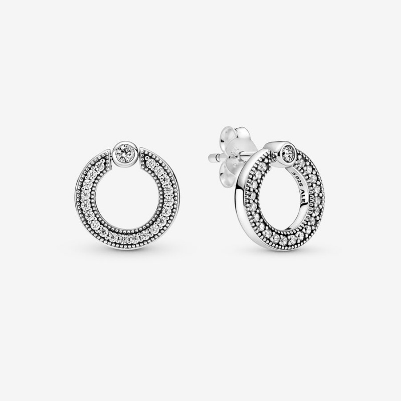 Pandora Pavé and Logo Circle Necklace and Earring Set | 789MTAGUW