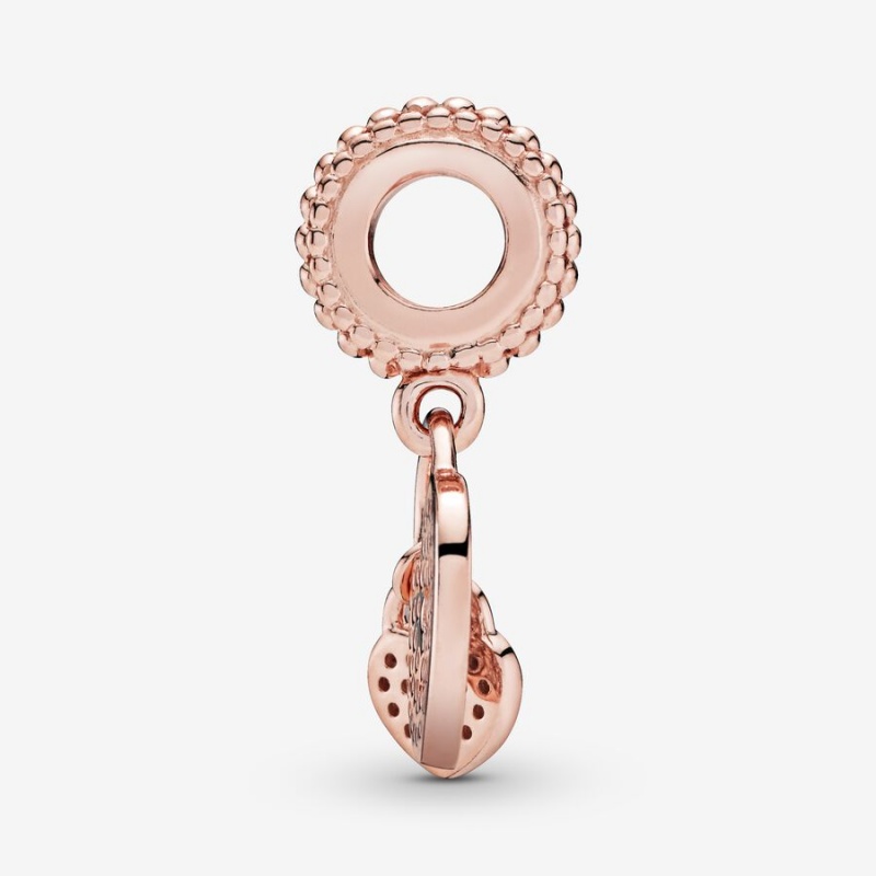 Pandora Pavé Heart Padlocks Dangle Charm Rose Gold Plated | 092EAQHTR