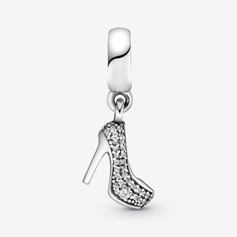 Pandora Pavé Stiletto Shoe Dangle Charm Sterling Silver | 391HKRJSG