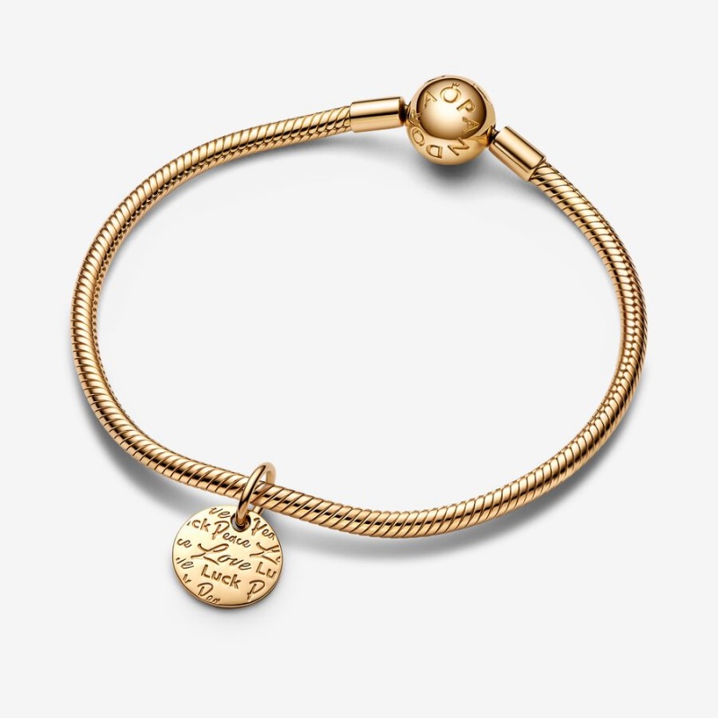 Pandora Peace, Love & Luck Dangle Charm Gold | 753BFLDTU