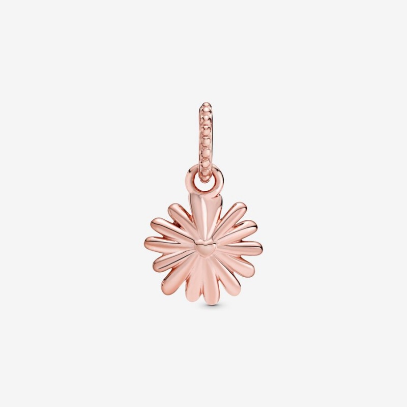 Pandora Pink Daisy Flower Dangle Charm Rose Gold Plated | 687QAEGWM