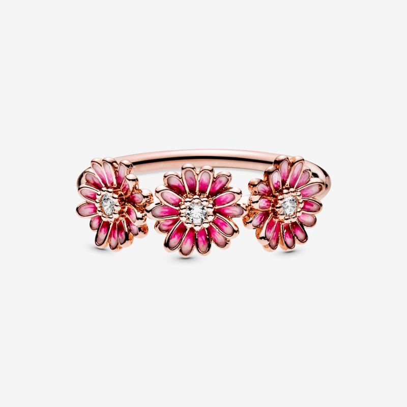 Pandora Pink Daisy Flower Trio Ring Rose Gold Plated | 541RDJSIK