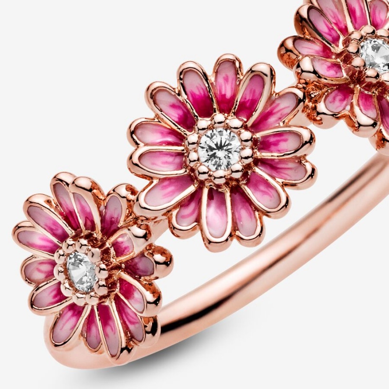 Pandora Pink Daisy Flower Trio Ring Rose Gold Plated | 541RDJSIK