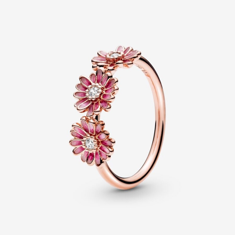 Pandora Pink Daisy Flower Trio Ring Rose Gold Plated | 541RDJSIK