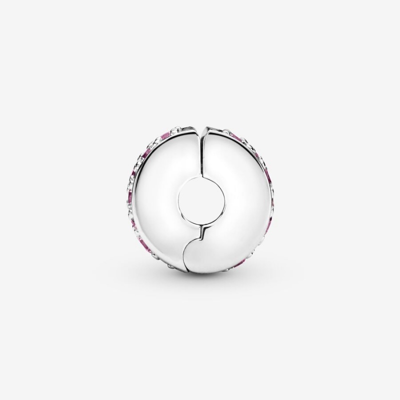 Pandora Pink Pavé Clip Charm Sterling Silver | 694LHBPOT