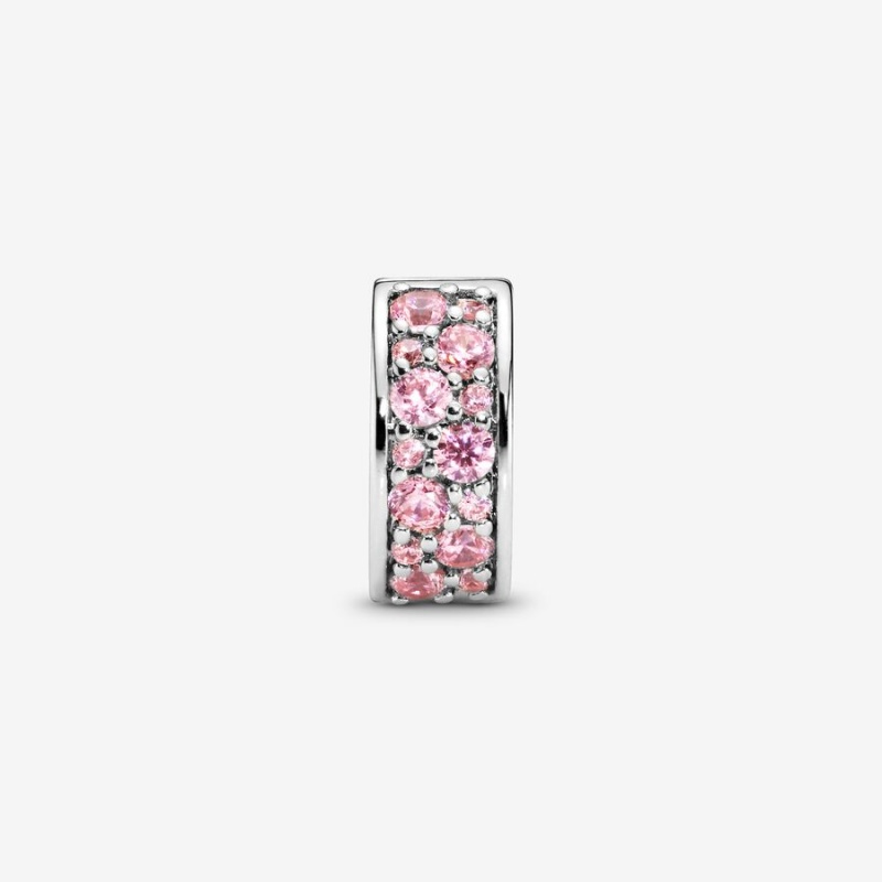 Pandora Pink Pavé Clip Charm Sterling Silver | 694LHBPOT