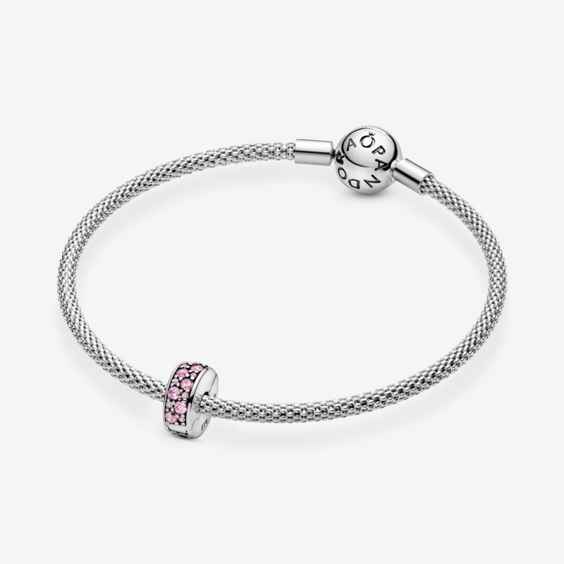 Pandora Pink Pavé Clip Charm Sterling Silver | 694LHBPOT