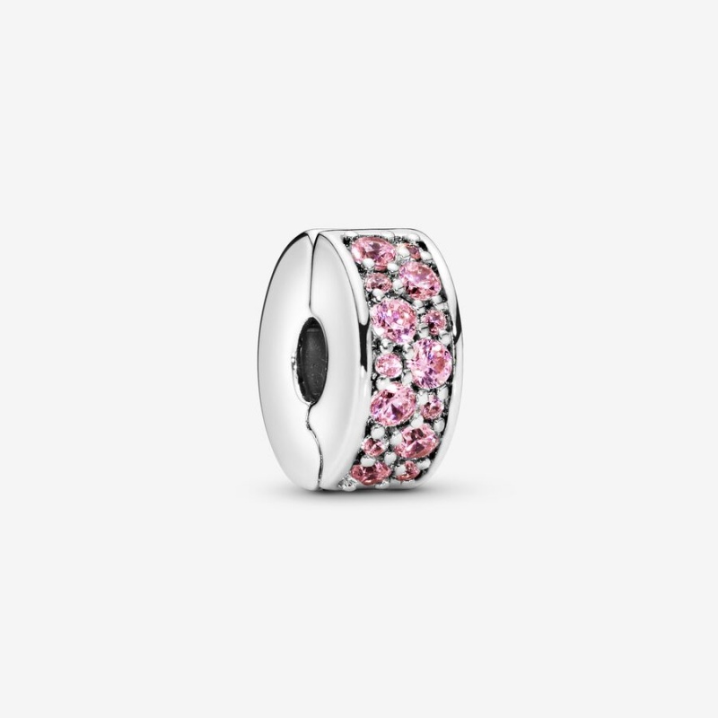 Pandora Pink Pavé Clip Charm Sterling Silver | 694LHBPOT