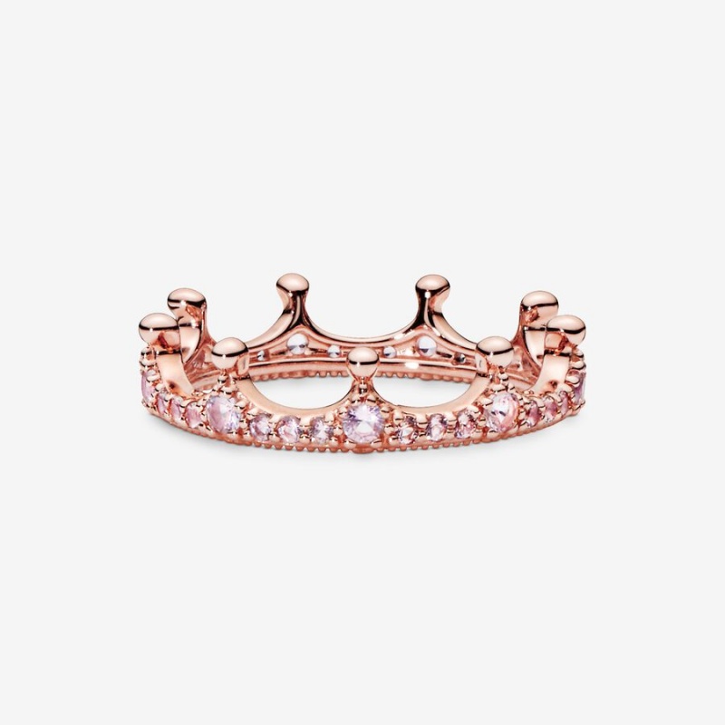 Pandora Pink Sparkling Crown Ring Rose Gold Plated | 561JEVYIS