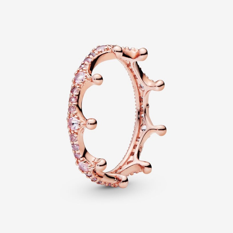 Pandora Pink Sparkling Crown Ring Rose Gold Plated | 561JEVYIS