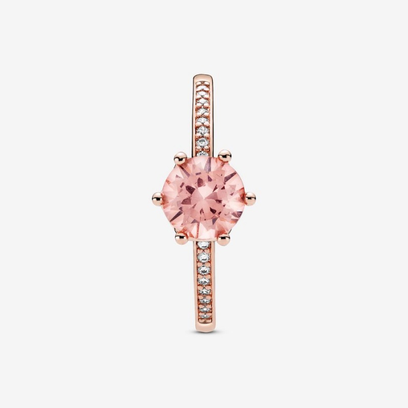 Pandora Pink Sparkling Crown Solitaire Ring Rose Gold Plated | 136OGJDVY