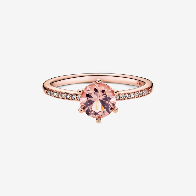 Pandora Pink Sparkling Crown Solitaire Ring Rose Gold Plated | 136OGJDVY