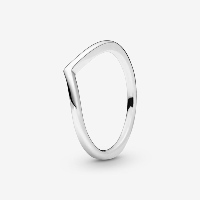 Pandora Polished Wishbone Ring Chevron Rings | 574PMWQOU