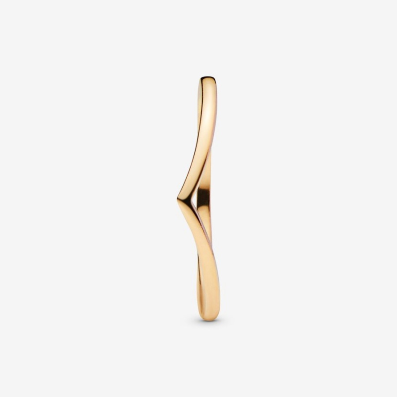 Pandora Polished Wishbone Ring Gold Plated | 504UZCSTO