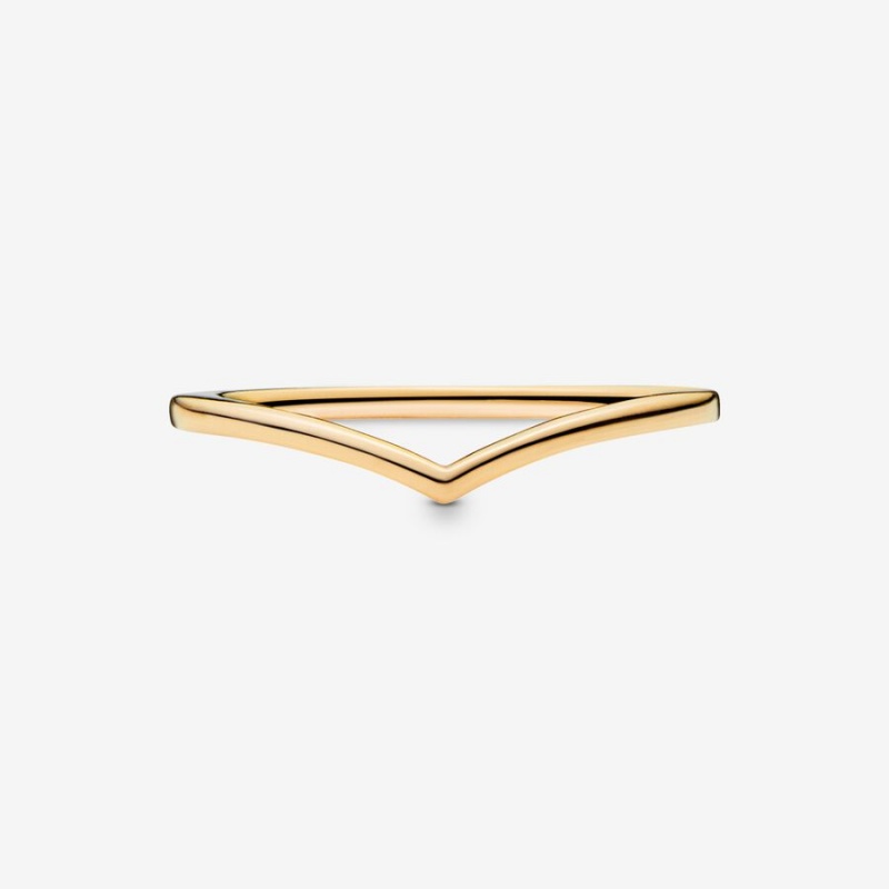 Pandora Polished Wishbone Ring Gold Plated | 504UZCSTO