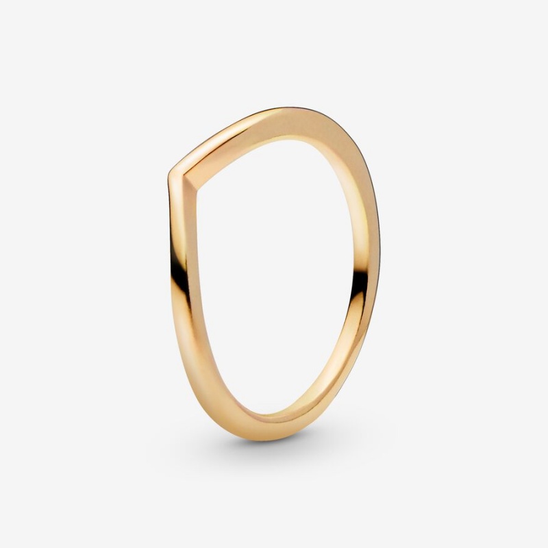 Pandora Polished Wishbone Ring Gold Plated | 504UZCSTO