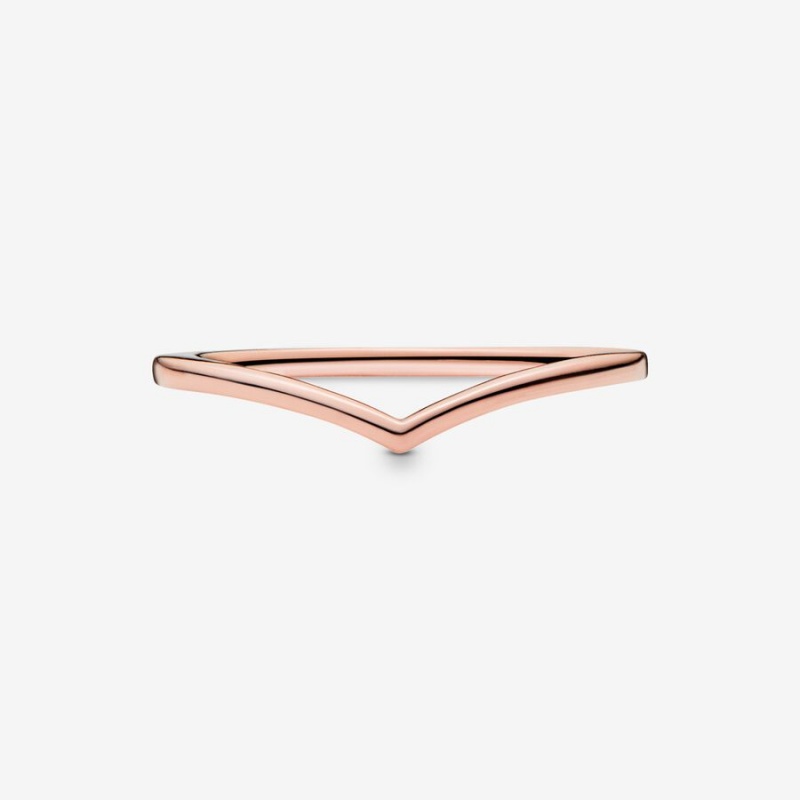 Pandora Polished Wishbone Ring Rose Gold Plated | 349HWPACE