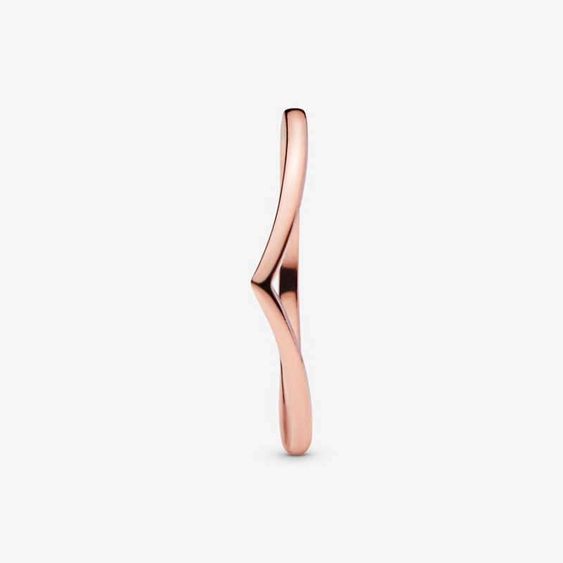 Pandora Polished Wishbone Ring Rose Gold Plated | 349HWPACE