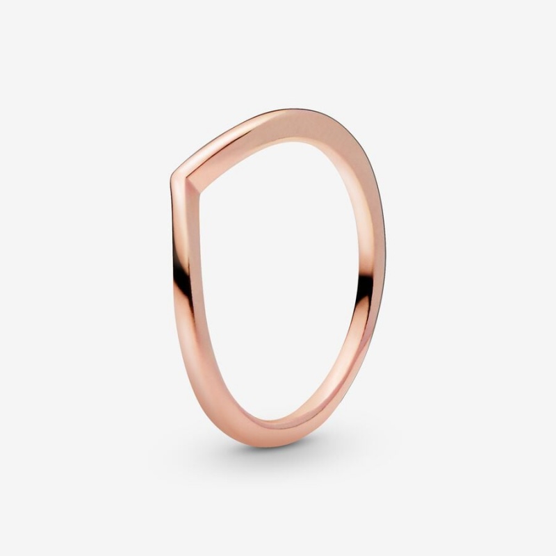 Pandora Polished Wishbone Ring Rose Gold Plated | 349HWPACE