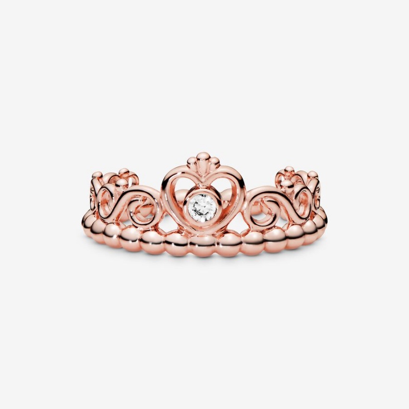 Pandora Princess Tiara Crown Ring Rose Gold Plated | 724WRFGVZ