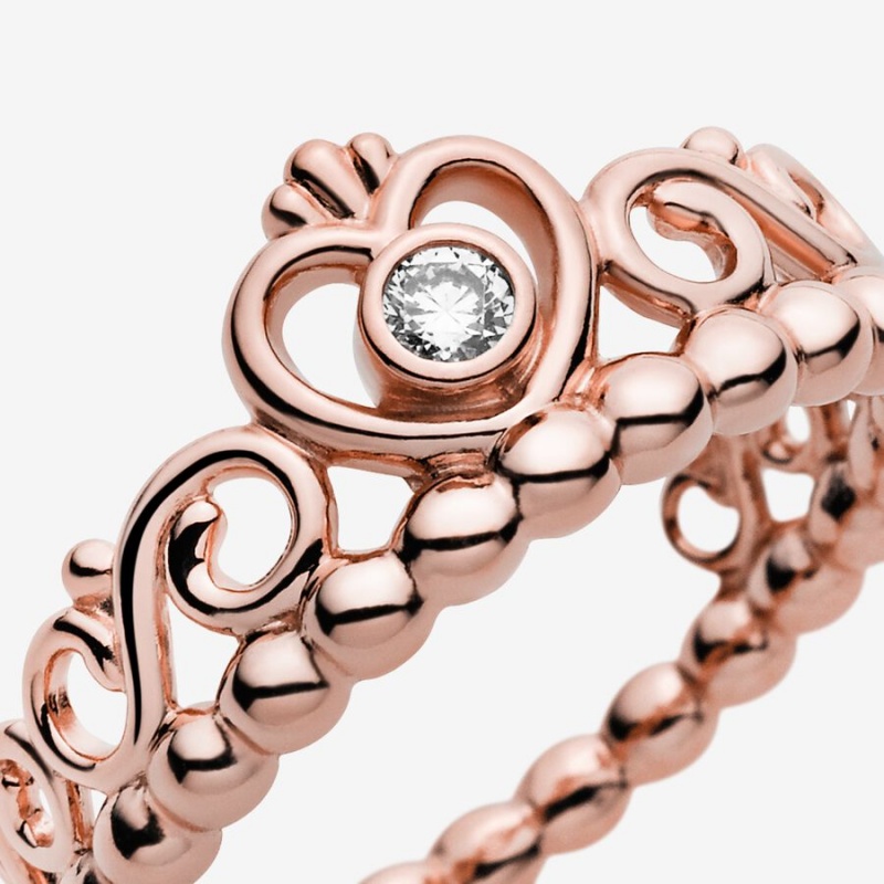 Pandora Princess Tiara Crown Ring Rose Gold Plated | 724WRFGVZ