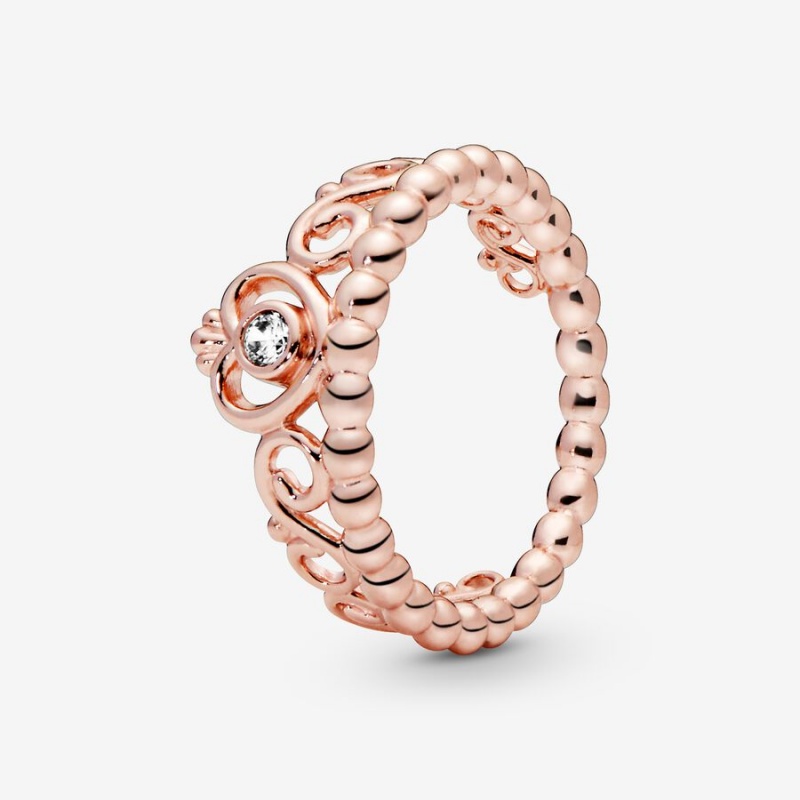 Pandora Princess Tiara Crown Ring Rose Gold Plated | 724WRFGVZ