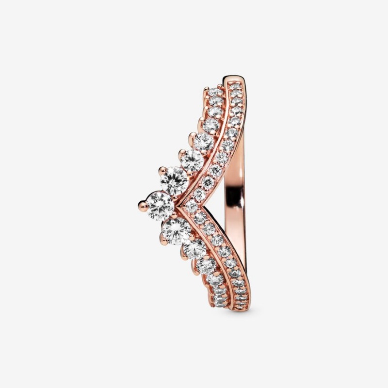 Pandora Princess Wishbone Ring Rose Gold Plated | 392PNQIEM