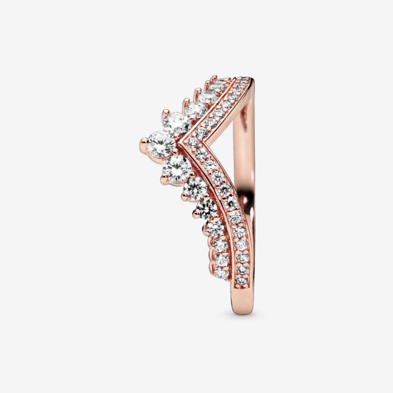 Pandora Princess Wishbone Ring Rose Gold Plated | 392PNQIEM