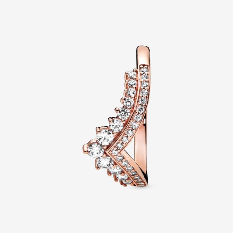 Pandora Princess Wishbone Ring Rose Gold Plated | 392PNQIEM