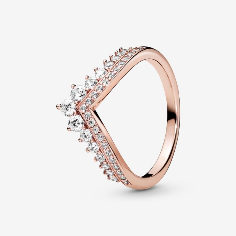 Pandora Princess Wishbone Ring Rose Gold Plated | 392PNQIEM