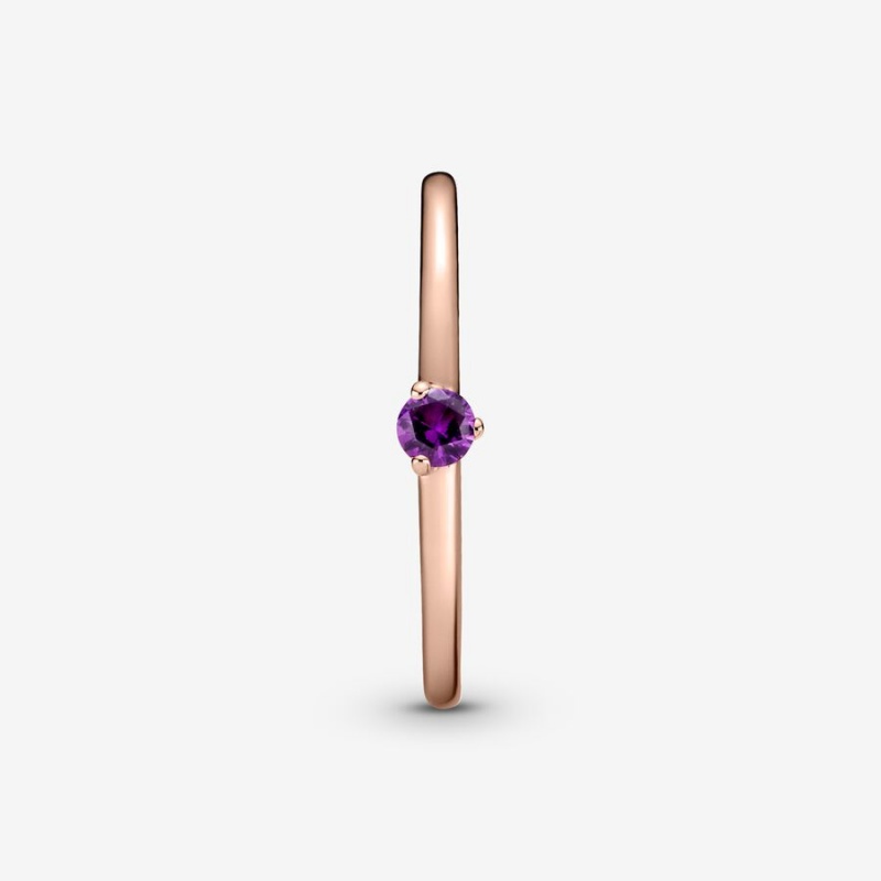 Pandora Purple Solitaire Ring Rose Gold Plated | 618RXKCGY