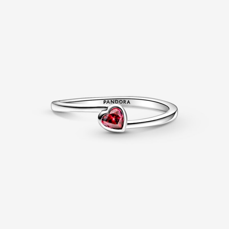 Pandora Red Tilted Heart Solitaire Ring Sterling Silver | 617WMATUD