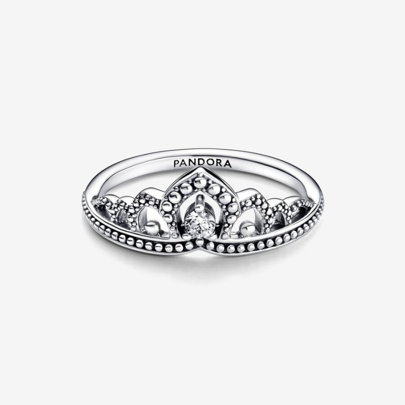 Pandora Regal Beaded Tiara Ring Sterling Silver | 348OPUENT