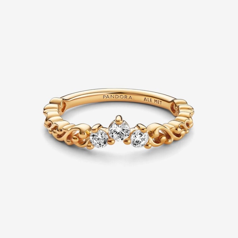 Pandora Regal Swirl Tiara Ring Gold Plated | 718BURVCM