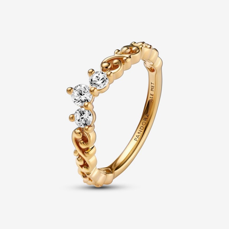 Pandora Regal Swirl Tiara Ring Gold Plated | 718BURVCM