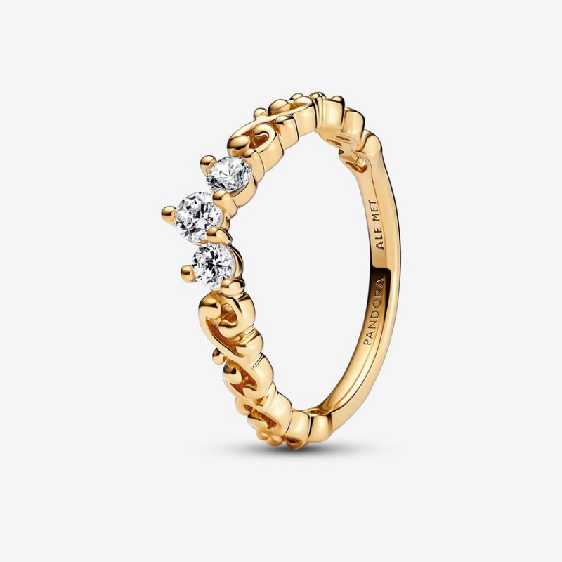 Pandora Regal Swirl Tiara Ring Gold Plated | 718BURVCM