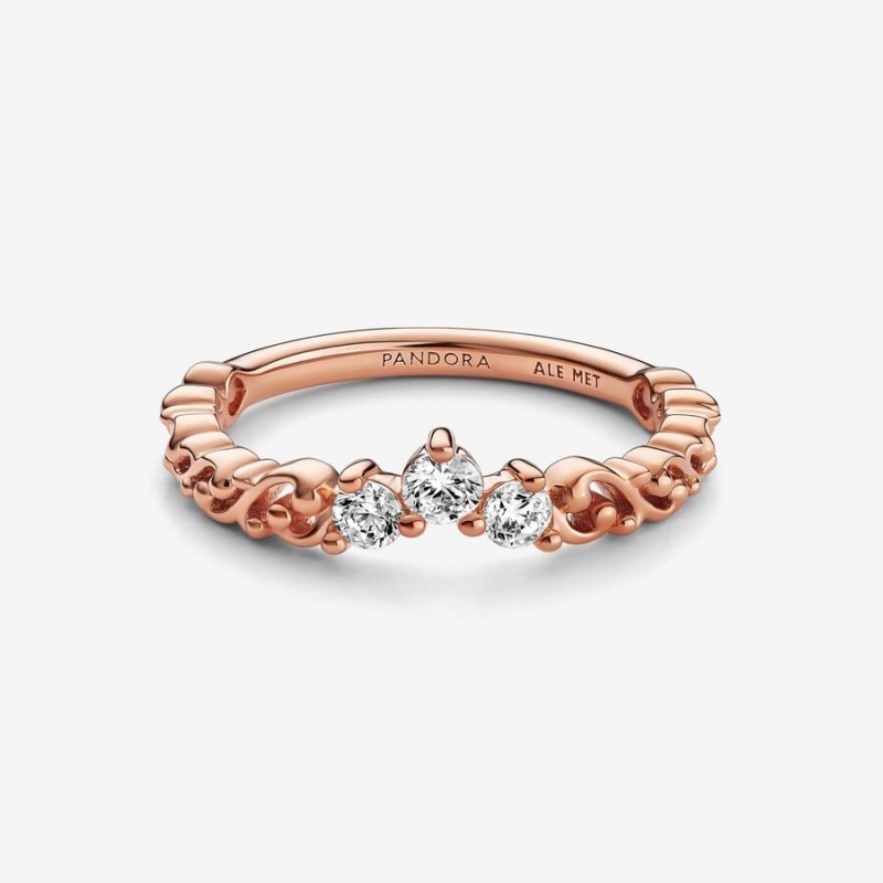 Pandora Regal Swirl Tiara Ring Rose Gold Plated | 198LPFMNW