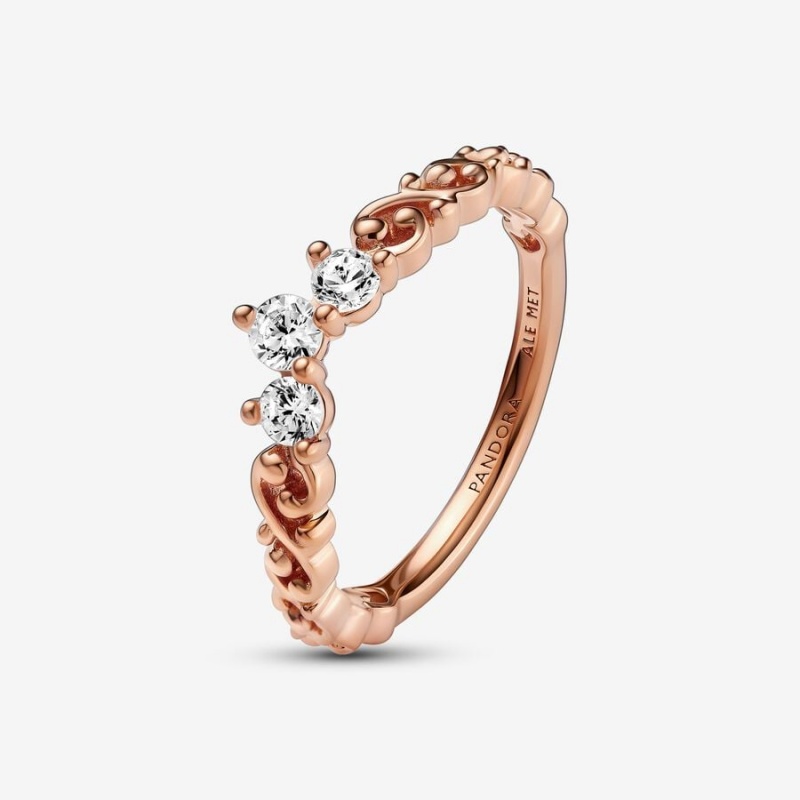 Pandora Regal Swirl Tiara Ring Rose Gold Plated | 198LPFMNW